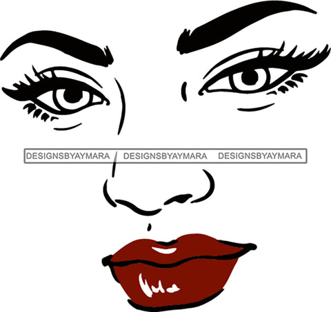 Goddess Face Eyes Red Lips SVG JPG PNG Vector Clipart Cricut Silhouette Cut Cutting