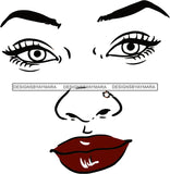 Goddess Face Eyes Red Lips Ring In Nose SVG JPG PNG Vector Clipart Cricut Silhouette Cut Cutting