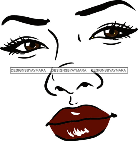 Goddess Face Eyes Red Lips  SVG JPG PNG Vector Clipart Cricut Silhouette Cut Cutting