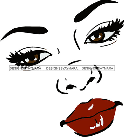 Goddess Face Eyes Red Lips  SVG JPG PNG Vector Clipart Cricut Silhouette Cut Cutting