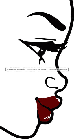 Sideview Goddess Face Eyes Red Lips  SVG JPG PNG Vector Clipart Cricut Silhouette Cut Cutting