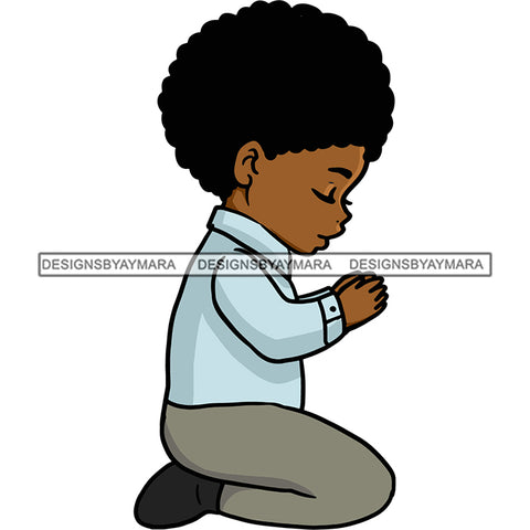 Praying Child Big Afro In Color SVG JPG PNG Vector Clipart Cricut Silhouette Cut Cutting