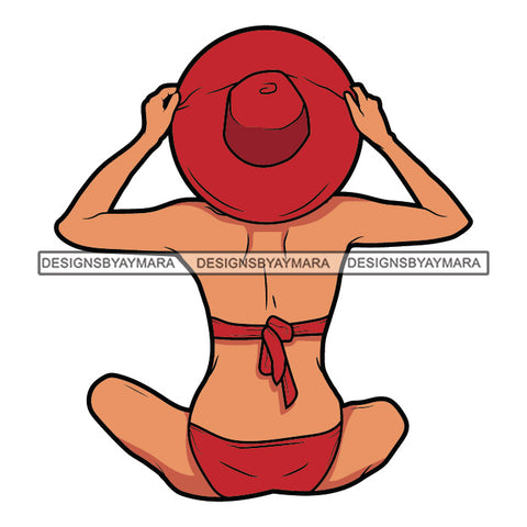Sexy Woman Sitting Backwards Holding Wearing Cowgirl Hat Cap Wearing Bikini Hot Girl SVG JPG PNG Vector Clipart Cricut Silhouette Cut Cutting