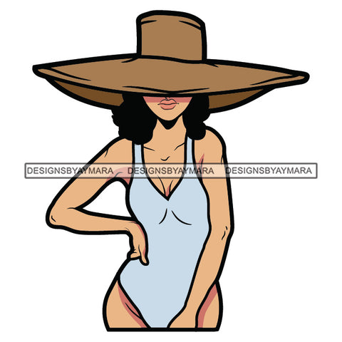 Standing Woman Wearing White Hot Sexy Dress Cowgirl Hat Cap Showing Cleavage Black Hairs SVG JPG PNG Vector Clipart Cricut Silhouette Cut Cutting