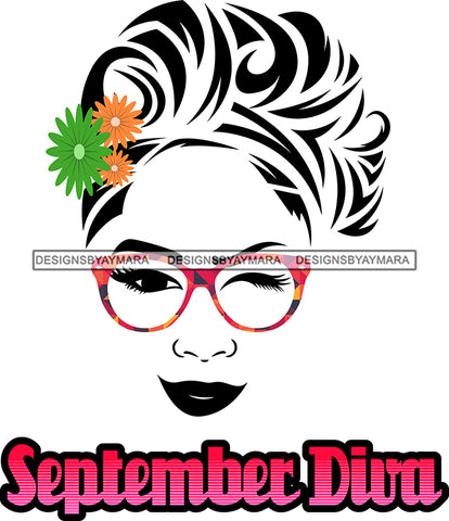 September Diva Woman Birthday SVG JPG PNG Vector Clipart Cricut Silhouette Cut Cutting
