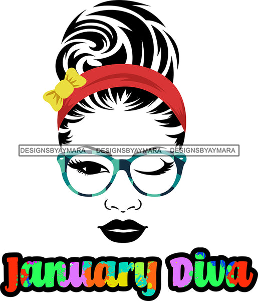 Bundle 12 Birthday Diva Wearing Glasses Headband Hair Bow Hipster Girls SVG JPG PNG Layered Cutting Files For Silhouette Cricut and More