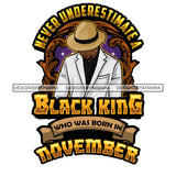 Sexy Afro Man King November Birthday Head Down Classic Hat Elegant Retro Suit SVG JPG PNG Vector Clipart Cricut Silhouette Cut Cutting