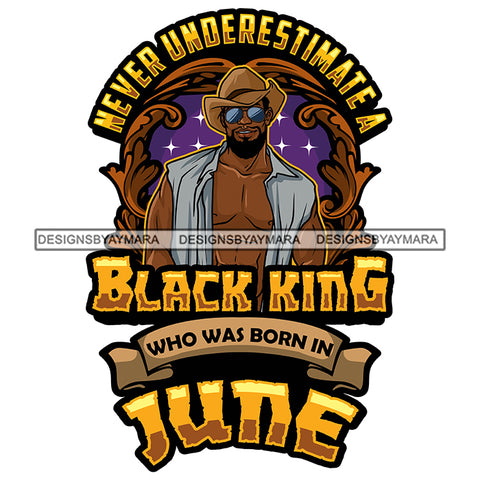 Sexy Afro Man King June Birthday Fashion Model Open Shirt Sunglasses Cowboy Hat SVG JPG PNG Vector Clipart Cricut Silhouette Cut Cutting