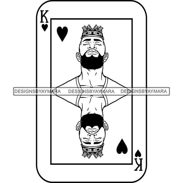 Ace King Man Royalty Blackjack Casino Card Game Attractive Black Man Bearded Hipster Male Guy Hombre Macho Manly SVG Files For Cutting