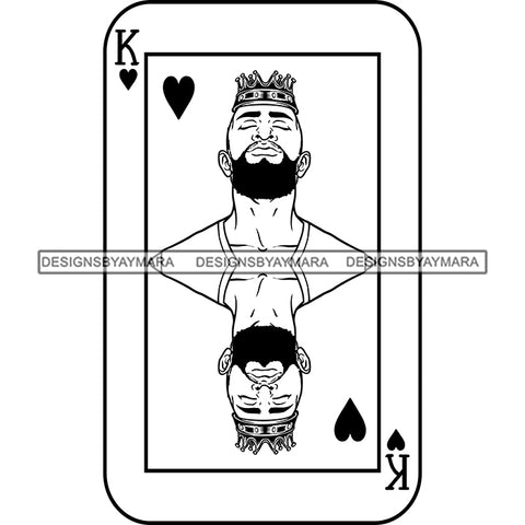 Ace King Man Royalty Blackjack Casino Card Game Attractive Black Man Bearded Hipster Male Guy Hombre Macho Manly SVG Files For Cutting