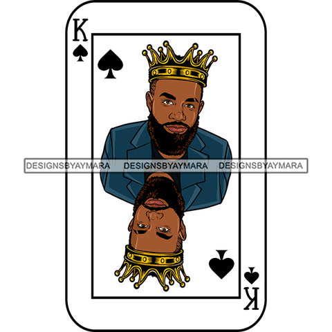 Ace King Man Royalty Blackjack Casino Card Game Attractive Black Man Bearded Hipster Male Guy Hombre Macho Manly SVG Files For Cutting