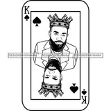 Ace King Man Royalty Blackjack Casino Card Game Attractive Black Man Bearded Hipster Male Guy Hombre Macho Manly SVG Files For Cutting