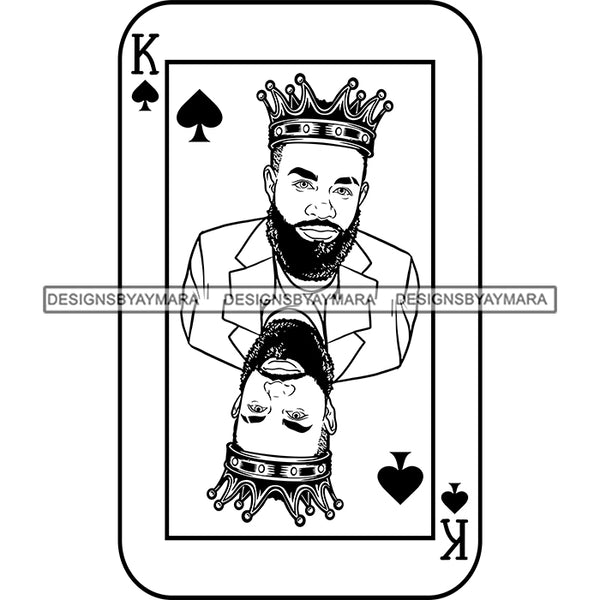 Ace King Man Royalty Blackjack Casino Card Game Attractive Black Man Bearded Hipster Male Guy Hombre Macho Manly SVG Files For Cutting