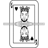 Ace King Man Royalty Blackjack Casino Card Game Attractive Black Man Bearded Hipster Male Guy Hombre Macho Manly SVG Files For Cutting