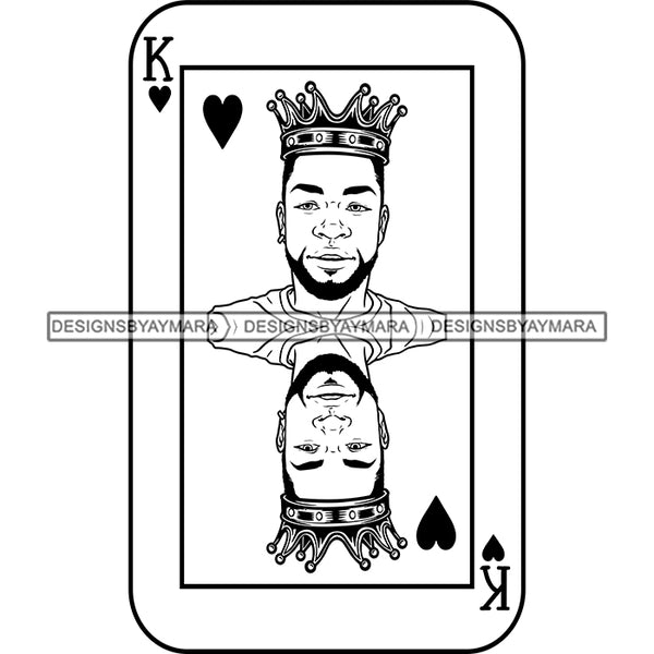 Ace King Man Royalty Blackjack Casino Card Game Attractive Black Man Bearded Hipster Male Guy Hombre Macho Manly SVG Files For Cutting