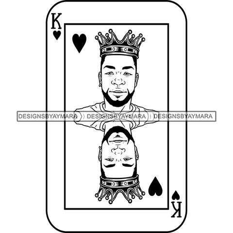 Ace King Man Royalty Blackjack Casino Card Game Attractive Black Man Bearded Hipster Male Guy Hombre Macho Manly SVG Files For Cutting