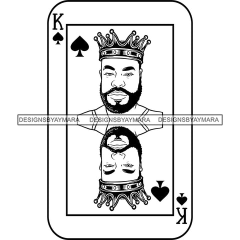 Ace King Man Royalty Blackjack Casino Card Game Attractive Black Man Bearded Hipster Male Guy Hombre Macho Manly SVG Files For Cutting