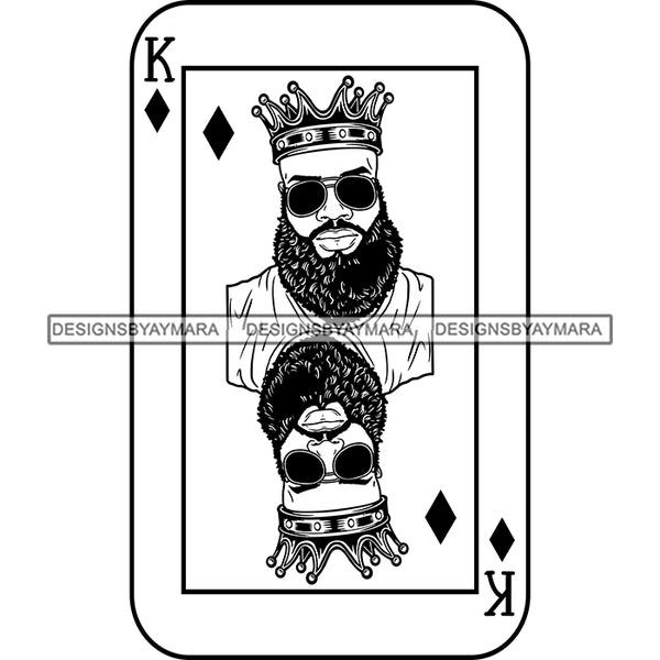 Ace King Man Royalty Blackjack Casino Card Game Attractive Black Man Bearded Hipster Male Guy Hombre Macho Manly SVG Files For Cutting