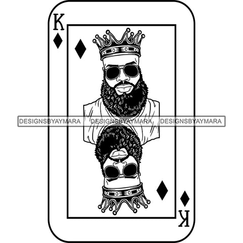 Ace King Man Royalty Blackjack Casino Card Game Attractive Black Man Bearded Hipster Male Guy Hombre Macho Manly SVG Files For Cutting