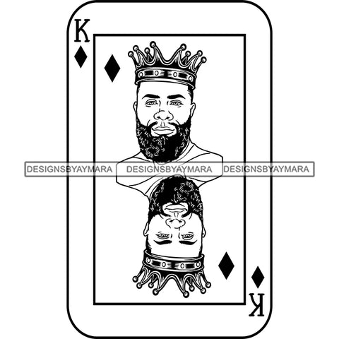 Ace King Man Royalty Blackjack Casino Card Game Attractive Black Man Bearded Hipster Male Guy Hombre Macho Manly SVG Files For Cutting