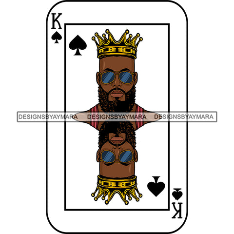 Ace King Man Royalty Blackjack Casino Card Game Attractive Black Man Bearded Hipster Male Guy Hombre Macho Manly SVG Files For Cutting