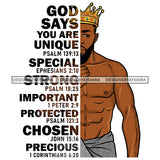 Black King African Man God Says You Are Strong Powerful Man Male Respect PNG JPG SVG Cutting Files For Silhouette Cricut and More!