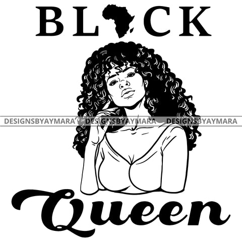 Black Queen In Black And White Africa SVG JPG PNG Vector Clipart Cricut Silhouette Cut Cutting