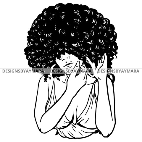 Diva Black Queen In BW Big Afro SVG JPG PNG Vector Clipart Cricut Silhouette Cut Cutting