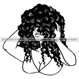 Goddess Diva Nubian Black Queen Holding Hair In BW Big Afro SVG JPG PNG Vector Clipart Cricut Silhouette Cut Cutting