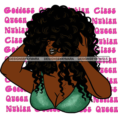 Goddess Diva Nubian Black Queen Holding Hair In Color  SVG JPG PNG Vector Clipart Cricut Silhouette Cut Cutting