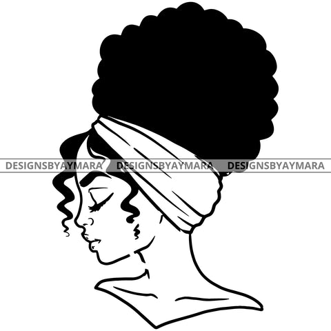 Glamour Goddess Diva Melanin Black Queen In BW No Words SVG JPG PNG Vector Clipart Cricut Silhouette Cut Cutting