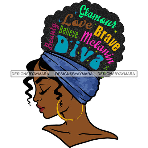 Glamour Goddess Diva Melanin Black Queen In Color SVG JPG PNG Vector Clipart Cricut Silhouette Cut Cutting
