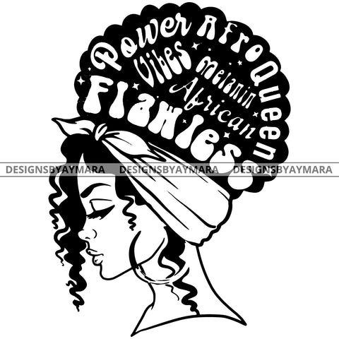 Power Goddess Diva Melanin Black Queen In BW SVG JPG PNG Vector Clipart Cricut Silhouette Cut Cutting