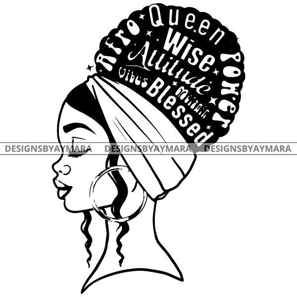 Blessed Goddess Diva Black Queen In BW  SVG JPG PNG Vector Clipart Cricut Silhouette Cut Cutting