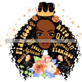 Flawless Goddess Diva Black Crown Queen In Color With Words Long Hair SVG JPG PNG Vector Clipart Cricut Silhouette Cut Cutting