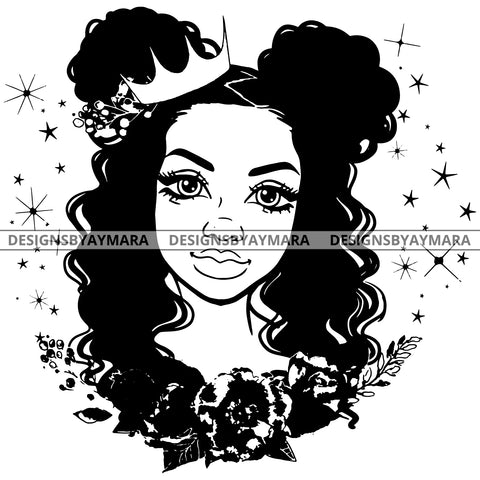Power Goddess Diva Black Crown Queen In BW No Words Long Hair SVG JPG PNG Vector Clipart Cricut Silhouette Cut Cutting