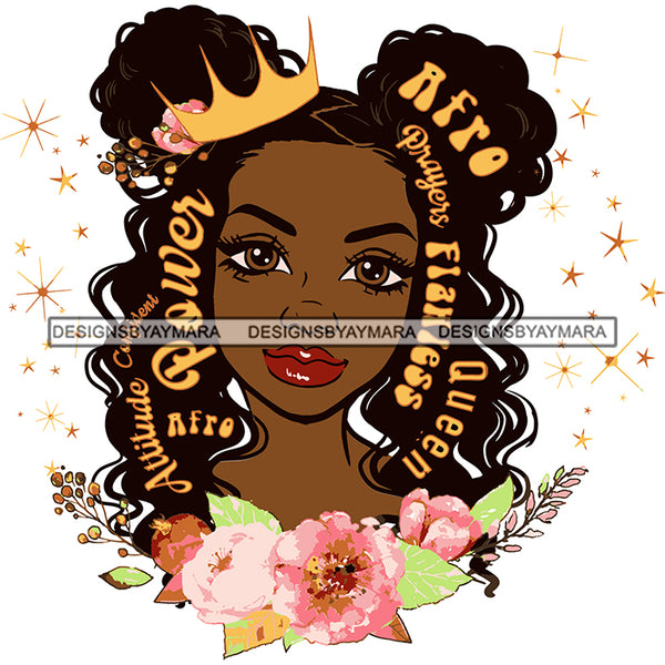 Power Goddess Diva Black Crown Queen In Color With Words Long Hair SVG JPG PNG Vector Clipart Cricut Silhouette Cut Cutting