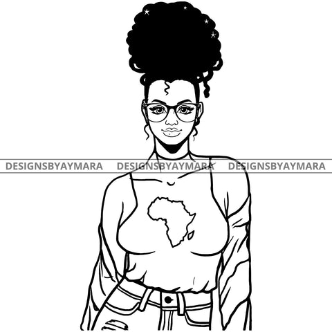Flawless Attitude Goddess Diva Black  BW No Words Africa SVG JPG PNG Vector Clipart Cricut Silhouette Cut Cutting