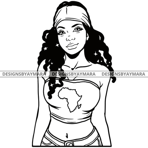 Wise Attitude Goddess Diva BW With No Words Africa SVG JPG PNG Vector Clipart Cricut Silhouette Cut Cutting