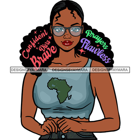 Confident Attitude Goddess Diva Color With  Words Africa SVG JPG PNG Vector Clipart Cricut Silhouette Cut Cutting
