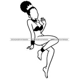 Black Queen Crowned In Black And White No Face SVG JPG PNG Vector Clipart Cricut Silhouette Cut Cutting