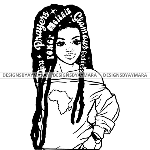 Glamour Attitude Goddess Diva BW With  Words Africa SVG JPG PNG Vector Clipart Cricut Silhouette Cut Cutting