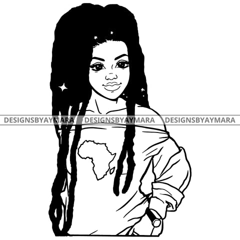 Glamour Attitude Goddess Diva BW With No Words Africa SVG JPG PNG Vector Clipart Cricut Silhouette Cut Cutting