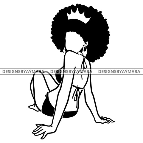 Black Queen Crowned In Black And White SVG JPG PNG Vector Clipart Cricut Silhouette Cut Cutting