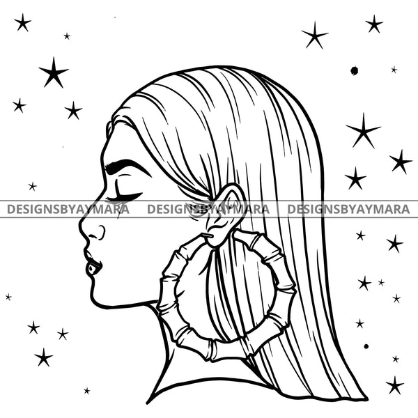 Goddess Black Woman In Black And White SVG JPG PNG Vector Clipart Cricut Silhouette Cut Cutting
