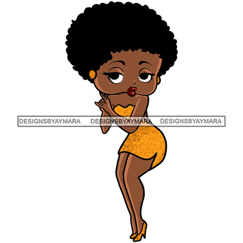Afro Cute Sexy Betty Sensual Curvy Boss Lady Big Eyes Queen Melanin Curly Afro Hair Style SVG PNG JPG Cutting Files For Silhouette Cricut More
