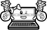 Laptop Holding Money Bags Business Logo SVG PNG JPG Cut Files For Silhouette Cricut and More!