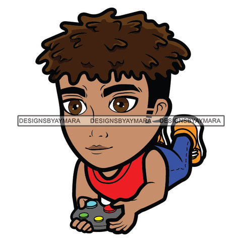 Teenager Boy Lying Down Playing Video Game All Weekend Illustration SVG JPG PNG Vector Clipart Cricut Silhouette Cut Cutting