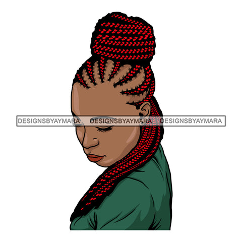 Afro Black Woman Swag Sexy Braided Up Do Cornrows Red Hair Style  SVG Cutting Files For Silhouette Cricut