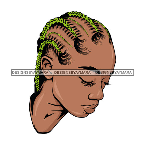Afro Beautiful Black Woman Melanin Queen Braids SVG Cutting Files For Silhouette Cricut and More